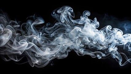Smoke effect swirling on a black isolated background , abstract, texture, fog, mist, atmosphere, dark, mysterious, ethereal