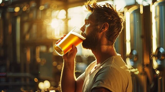 a male brewer with a beer in his hand