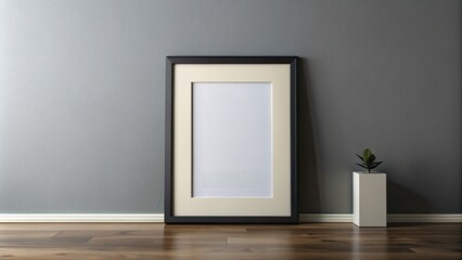 Modern clean minimalist A4 certificate poster in elegant black frame on wall, achievement, certificate, poster, mockup, minimalist