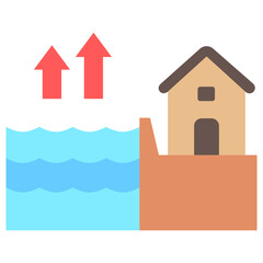 Rising Sea Levels multi color icon, related to ecology and environment theme. Use for modern concept, UI or UX kit, web and app development.