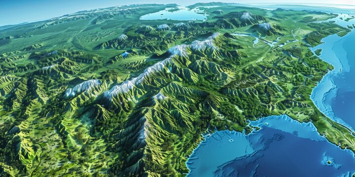 Comprehensive Geographic and Urban Layout Map of Java Island with Major Cities, Landmarks, and Natural Features