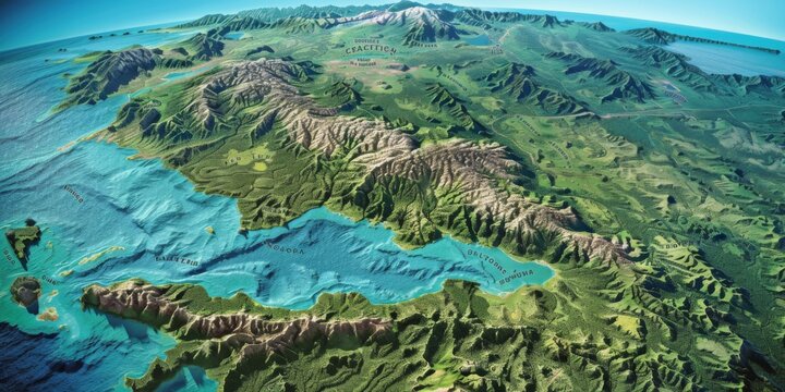 Comprehensive Geographic and Urban Layout Map of Java Island with Major Cities, Landmarks, and Natural Features
