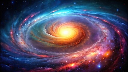 Spiral galaxy with vibrant colors and swirling arms, space, astronomy, cosmic, stars, nebula, universe
