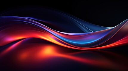 Obraz premium Abstract red and blue wavy lines on black background.