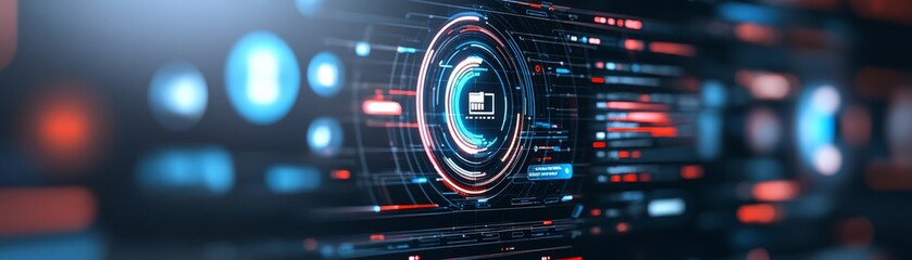 Obraz premium Futuristic digital interface with data visualization