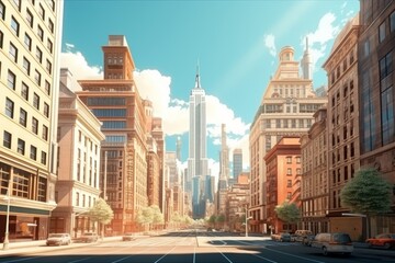 Obraz premium Gleaming Heights Manhattan’s Art Deco Downtown in UHD Clarity