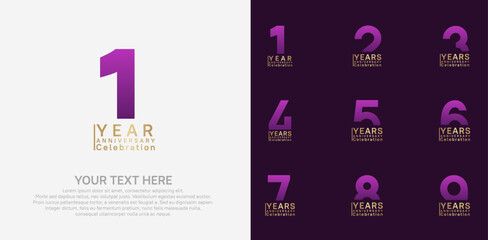 anniversary logotype style with purple and golden color can be use for company celebration event