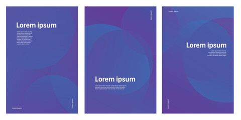 Geometric gradient background set with overlapping round in purple and blue hues for modern flyers, brochures, web banners design