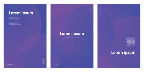 Abstract background set with overlapping circles in purple gradient and blank space for modern design projects