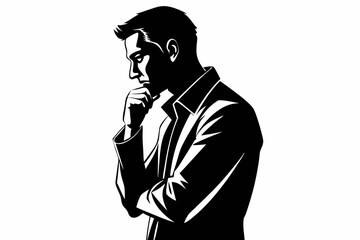 
A man Thinking silhouette vector illustration isolated on a white background