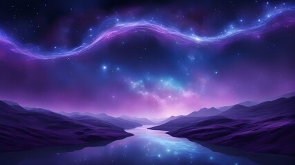 Obraz premium Purple Aurora Borealis over Tranquil Lake