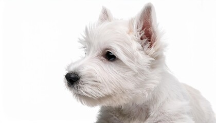 ウエスト・ハイランド・ホワイト・テリアの子犬のポートレート（West Highland White Terrier puppy portrait on white background）
