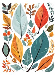 Fototapeta premium leaf only, scandinavian art style, nature inspired colors, vector, white background