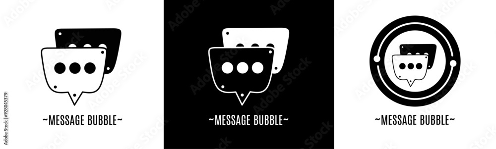 Canvas Prints message bubble logo set. collection of black and white logos. stock vector.