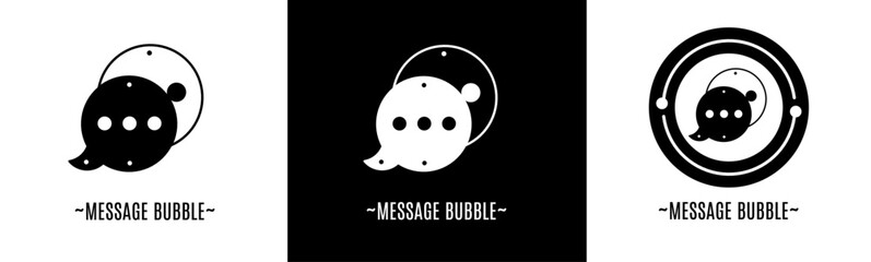 Message bubble logo set. Collection of black and white logos. Stock vector.