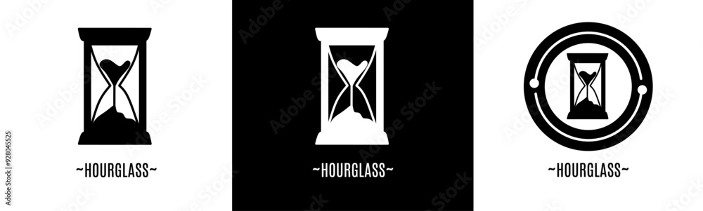 Canvas Prints hourglass logo set. collection of black and white logos. stock vector.