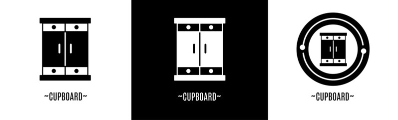 Cupboard logo set. Collection of black and white logos. Stock vector.