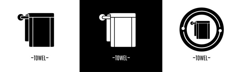 Towel logo set. Collection of black and white logos. Stock vector.