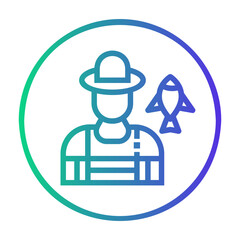 fisherman profile Line Gradient Icon