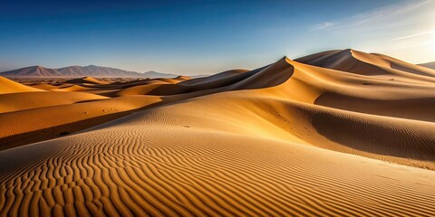 Naklejka premium Minimalist desert landscape with sand dunes and monochromatic tones, desert, sand dunes, minimalist, monochromatic, landscape