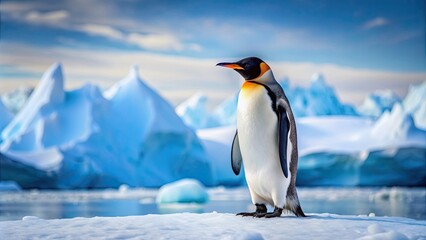 Fototapeta premium Penguin in polar regions , Antarctic, wildlife, cold, ice, cute, frozen, flippers, adorable, chilly, habitat, waddle