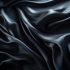 Fototapeta premium Abstract dark grey fabric background with smooth waves.