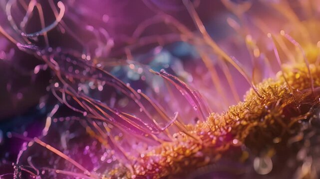 A thin slice of cornea tissue shows the orderly arrangement of collagen fibers responsible for the corneas transparency and lightbending properties.