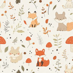 seamless pattern with cat and mouse
