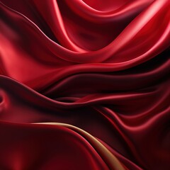 Obraz premium Smooth, red satin fabric folds and drapes in a luxurious and elegant pattern.