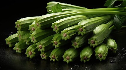 Obraz premium Group of isolated okra seeds isolated on white background. Fresh raw vegetable 