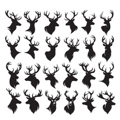 set of deer silhouettes on white