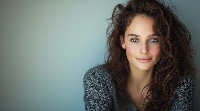 woman long hair blue eyes posing curly short top princess visual young heart shaped face female lead shown dimples jewish large harp