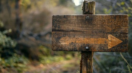 Rustic wooden sign pointing to road. Rustic sign background