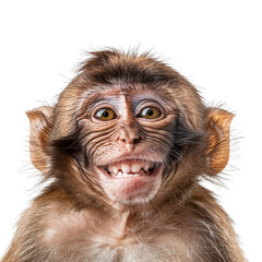 Close-up of a smiling monkey, isolated on transparent background