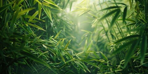 Botanical bamboo forest amidst lush tropical greenery