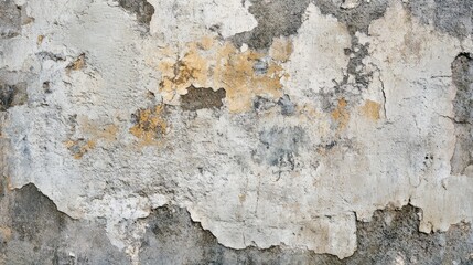 Fototapeta premium Distressed concrete surface with stains and cracks, creating an urban and aged backdrop.