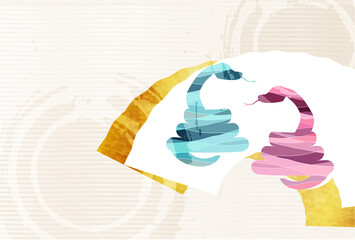 巳　年賀状　和柄　背景