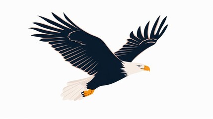 Fototapeta premium A majestic eagle in flight, flat design, basic shapes, 2D vector art, light pastel colors