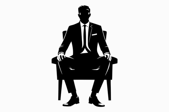 recommend clip art: 
                    A Professional business man sitting on chair silhouette vector illustration