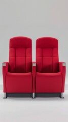 Obraz premium Modern Red Theater Seats in Minimalist Setting with Gray Background