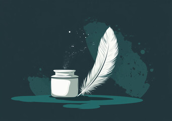 Creative Feather and Ink Pot Design for Literary Enthusiasts