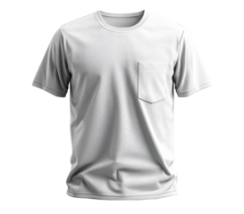 A white shirt with a pocket and a black stripe. The shirt is a solid color