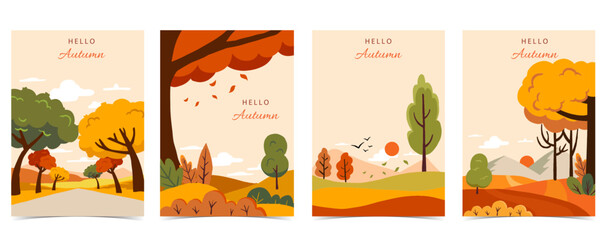 autumn background with beautiful natural scene for a4 vertical design