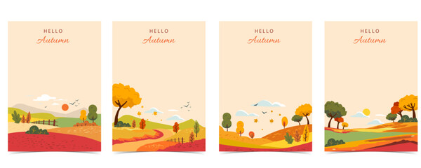 autumn background with beautiful natural scene for a4 vertical design