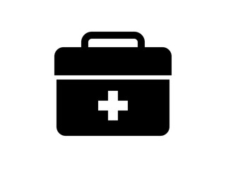 シンプルな十字マーク救急箱アイコンF：角丸黒