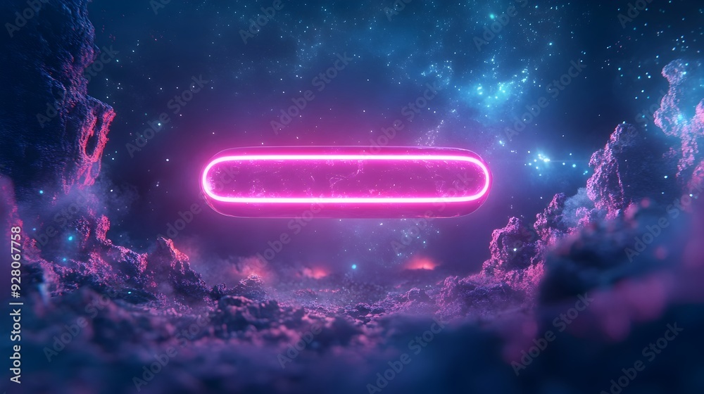 Poster a 3d searchbar floating effortlessly through a captivating futuristic virtual environment representi