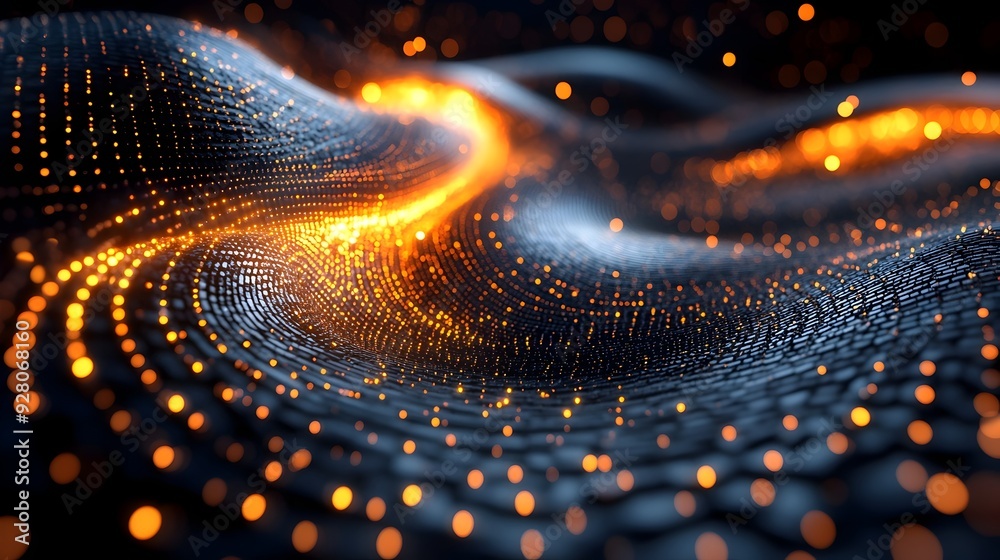 Poster Visually Compelling 3D Data Stream Visualization Symbolizing Information Gathering and Analysis in a Futuristic Digital Landscape  Abstract Background Showcasing the Power of Data Processing and