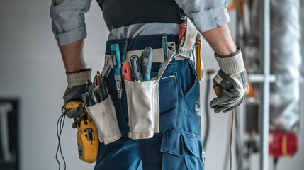 Construction Worker with Tools Ready for Work