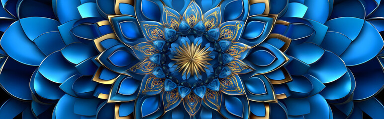 3d luxury blue mandala ramadan kareem islamic arabic greetings invitation card background banner 