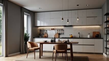 Modern Interior With Bright Wall, Living room, Bed room, kitchen, House Plants